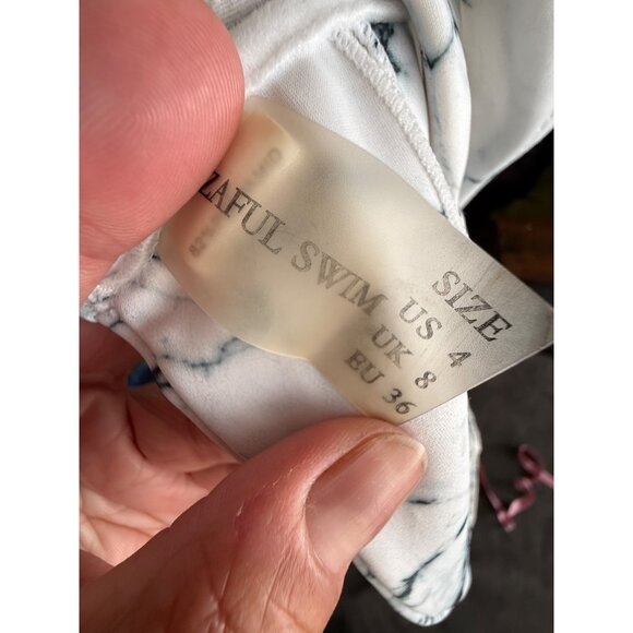 Marble Print Strapless Bikini Set - Size 4 - Picture 5 of 5